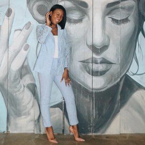 NASTY GAL Blue in the Lace Suit